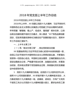 2018年党支部上半年工作总结2688.docx