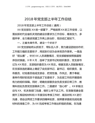 2018年党支部上半年工作总结2846.docx