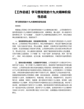 学习贯彻党的十九大精神阶段性总结.docx