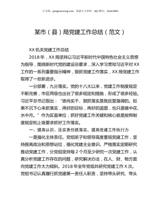 某市（县）局党建工作总结（范文）.docx