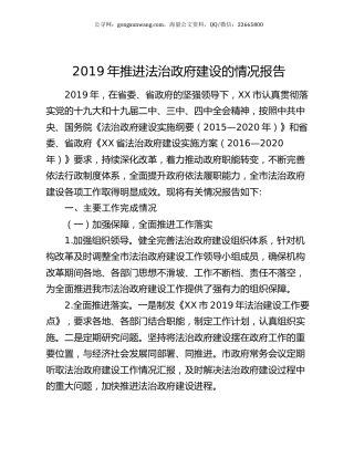 2019年推进法治政府建设的情况报告.docx
