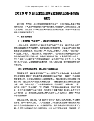 2020年X局纪检组履行监督执纪责任情况报告.docx