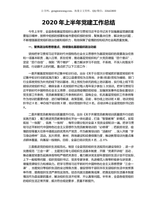 2020年上半年党建工作总结.docx