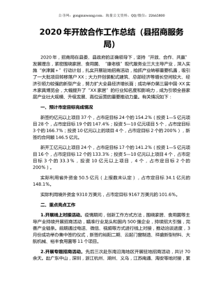 2020年开放合作工作总结（县招商服务局）.docx