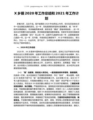 X乡镇2020年工作总结和2021年工作计划.docx