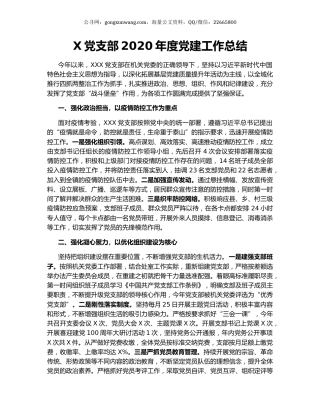 X党支部2020年度党建工作总结.docx