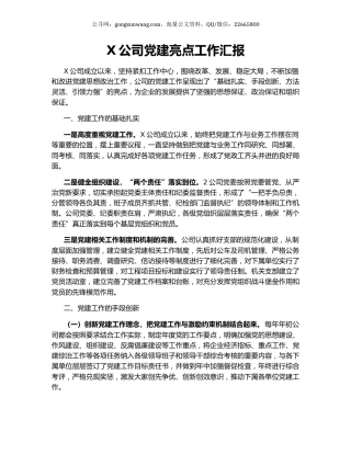 X公司党建亮点工作汇报.docx