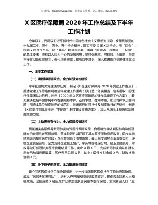 X区医疗保障局2020年工作总结及下半年工作计划.docx