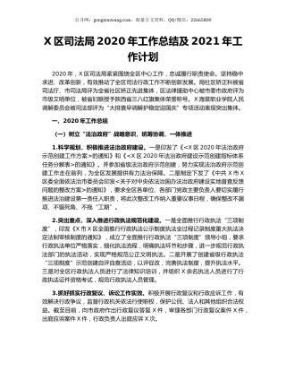 X区司法局2020年工作总结及2021年工作计划.docx