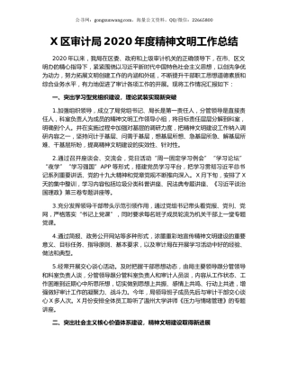 X区审计局2020年度精神文明工作总结.docx