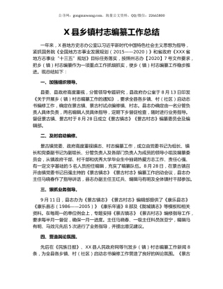 X县乡镇村志编纂工作总结.docx
