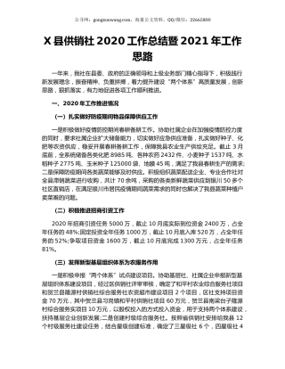 X县供销社2020工作总结暨2021年工作思路.docx