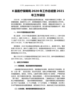 X县医疗保障局2020年工作总结暨2021年工作谋划.docx