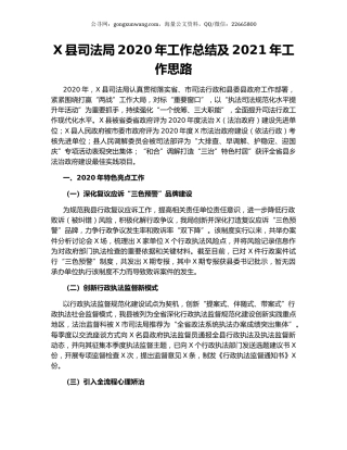 X县司法局2020年工作总结及2021年工作思路.docx
