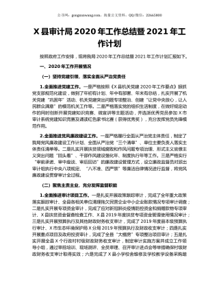 X县审计局2020年工作总结暨2021年工作计划.docx