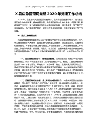 X县应急管理局党组2020年党建工作总结.docx