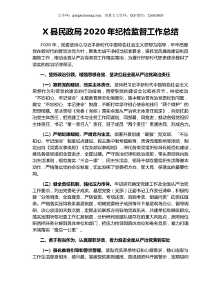 X县民政局2020年纪检监督工作总结.docx