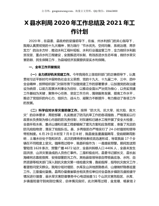X县水利局2020年工作总结及2021年工作计划.docx