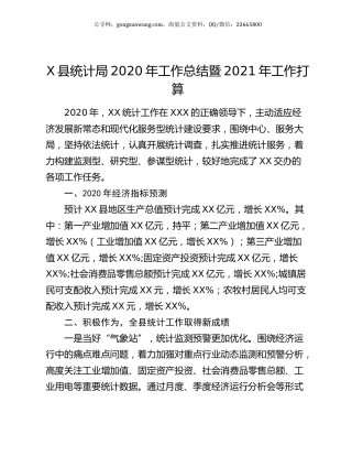 X县统计局2020年工作总结暨2021年工作打算.docx