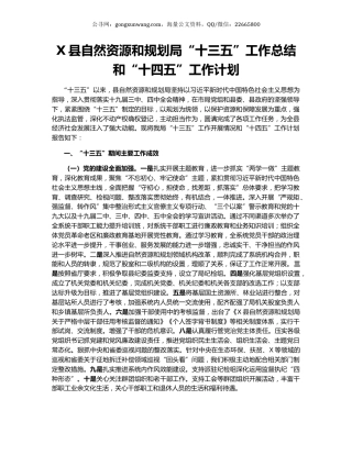 X县自然资源和规划局“十三五”工作总结和“十四五”工作计划.docx