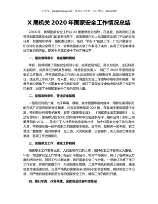 X局机关2020年国家安全工作情况总结.docx