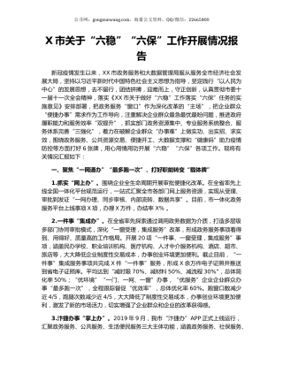 X市关于“六稳”“六保”工作开展情况报告.docx