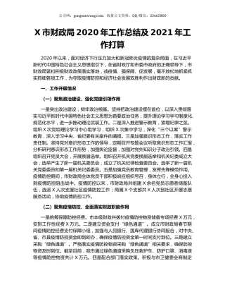 X市财政局2020年工作总结及2021年工作打算.docx