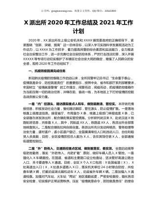 X派出所2020年工作总结及2021年工作计划.docx
