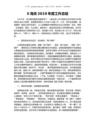 X海关2019年度工作总结.docx