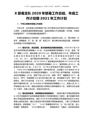 X禁毒支队2020年禁毒工作总结、年底工作计划暨2021年工作计划.docx