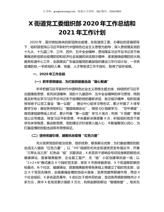 X街道党工委组织部2020年工作总结和2021年工作计划.docx