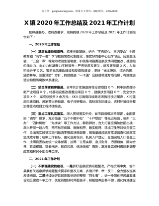 X镇2020年工作总结及2021年工作计划（2）.docx