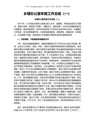 乡镇办公室年度工作总结（一）.docx