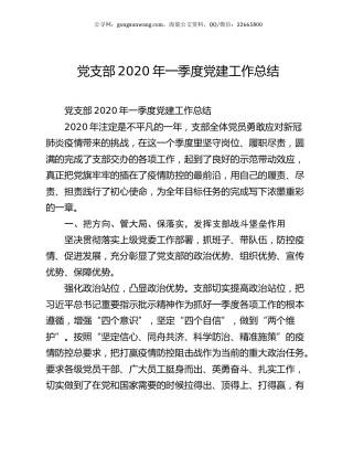 党支部2020年一季度党建工作总结.docx
