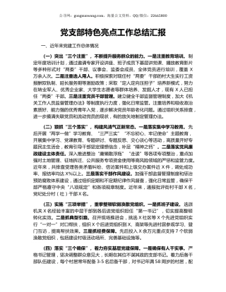 党支部特色亮点工作总结汇报.docx