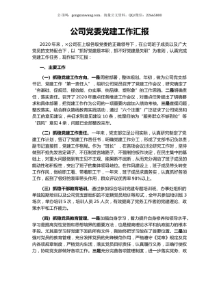 公司党委党建工作汇报.docx