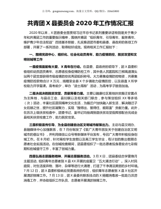 共青团X县委员会2020年工作情况汇报.docx