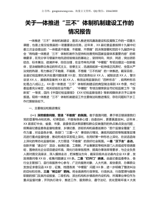 关于一体推进“三不”体制机制建设工作的情况报告.docx