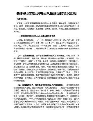 关于基层党组织书记队伍建设的情况汇报.docx