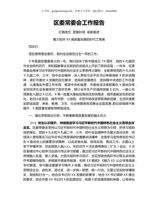 区委常委会工作报告.docx
