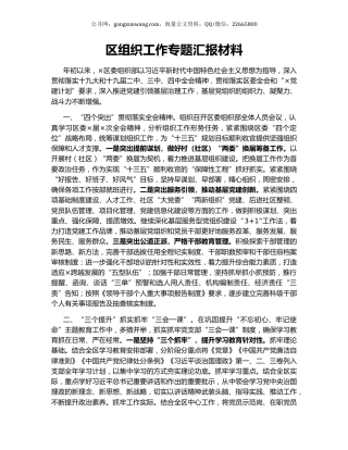 区组织工作专题汇报材料.docx