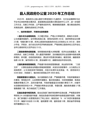 县人民政府办公室2020年工作总结.docx