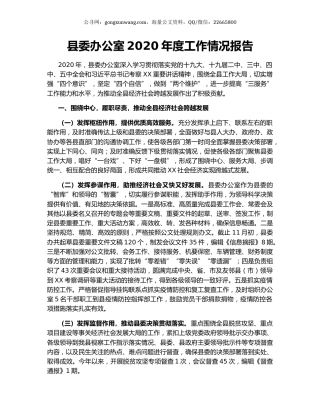 县委办公室2020年度工作情况报告.docx