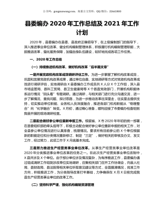 县委编办2020年工作总结及2021年工作计划.docx