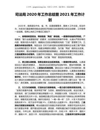 司法局2020年工作总结暨2021年工作计划.docx