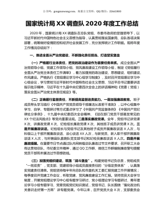 国家统计局XX调查队2020年度工作总结.docx