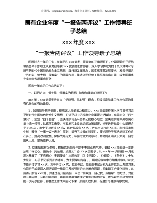 国有企业年度“一报告两评议”工作领导班子总结.docx
