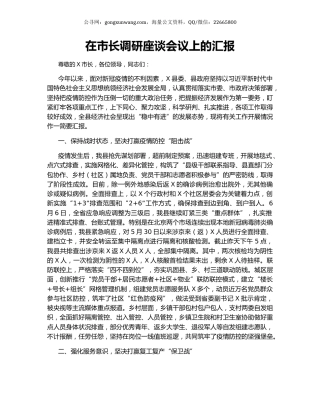 在市长调研座谈会议上的汇报.docx