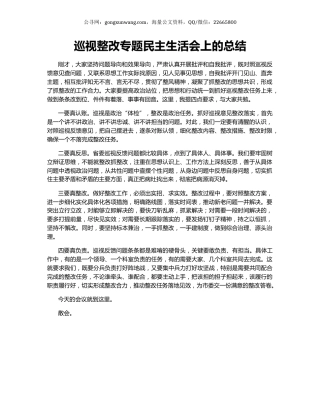巡视整改专题民主生活会上的总结.docx