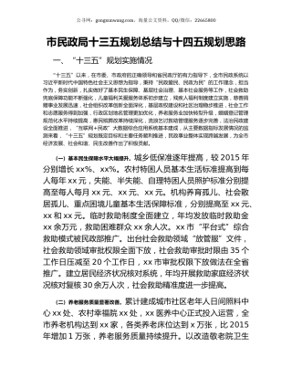 市民政局十三五规划总结与十四五规划思路.docx